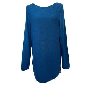 J Jill Boatneck Sweater Caroline Deep Teal Blue Color Ladies Size MED